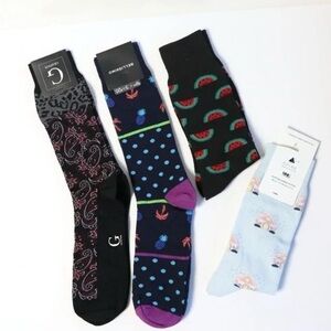 New socks 4 pairs printed men unisex gift Grafton Bellissimo black tropical 7-12